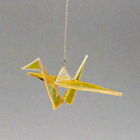 Origami Crane Stained Glass Suncatcher