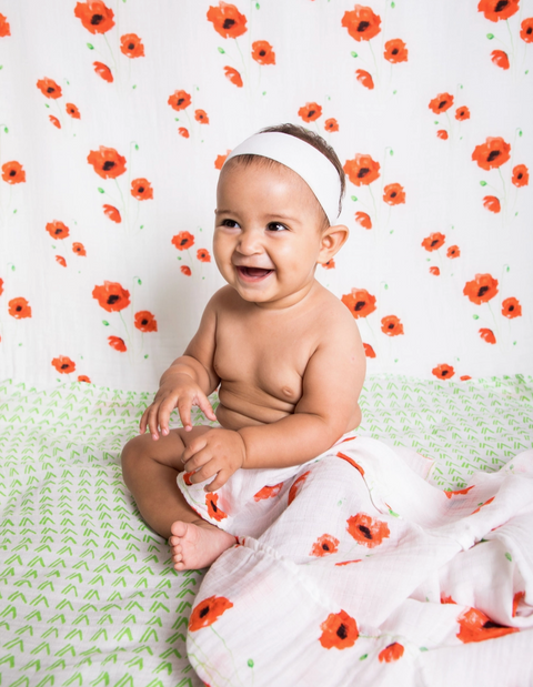 Poppy Fields Organic Cotton Muslin Swaddle Set