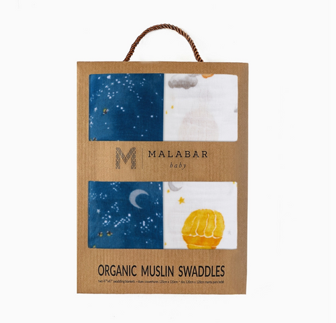 Mystical Night Organic Cotton Muslin Swaddle Set