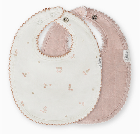 Muslin Bib Set, Blush Mini Flower