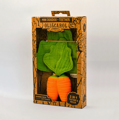 Cathy the Carrot Mini Doudou Teether