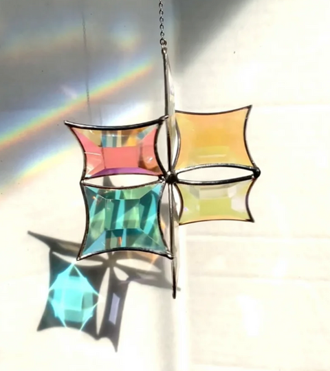 Dichroic Beveled Glass Star Sun Catcher