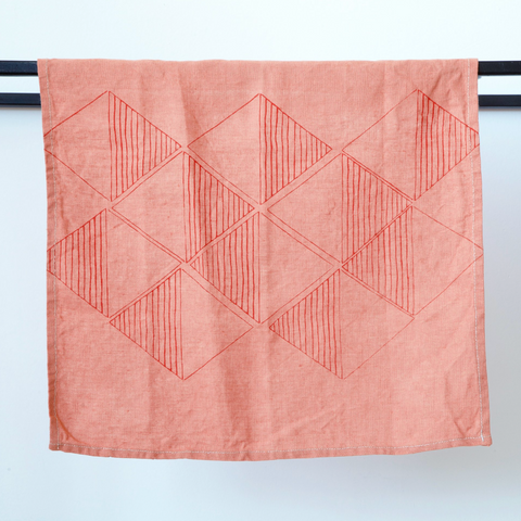 Hand Printed Napkin, Red Diamond