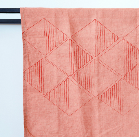 Hand Printed Napkin, Red Diamond