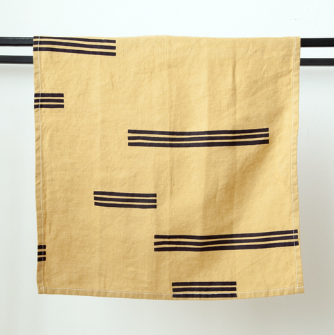 Hand Printed Napkin, Navy Lines