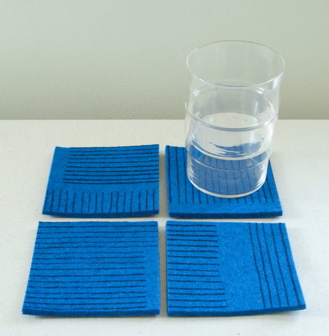 Wool Felt Coaster Set, Blau Duo