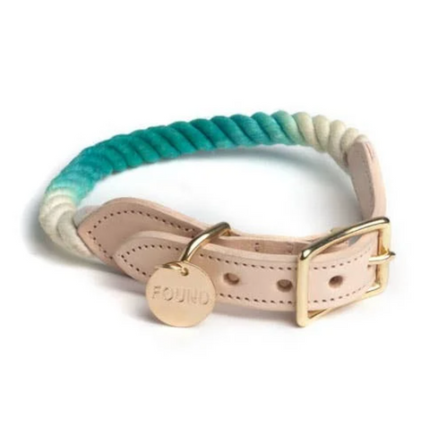 Teal Ombre Cotton Rope Pet Collar