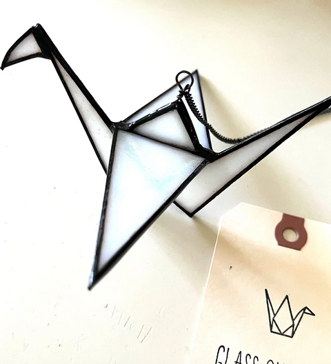 Origami Crane Stained Glass Suncatcher