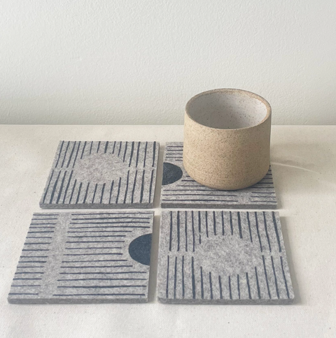 Wool Felt Coaster Set, Charcoal Peeka