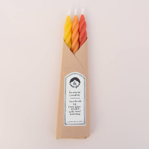 Sunrise Beeswax Spiral Taper Candle Set