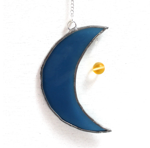 Stained Glass Crescent Moon