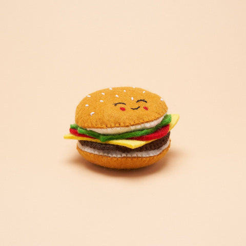 Burger Squeaker Toy, Brown