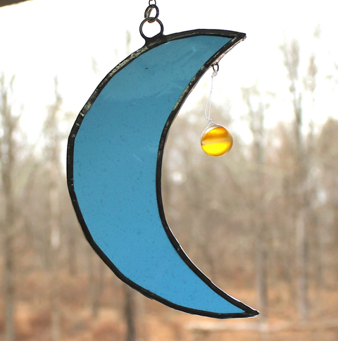 Stained Glass Crescent Moon