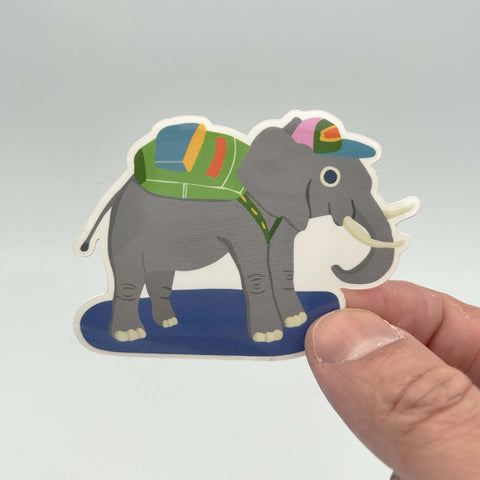 Elephant with Backpack Sticker